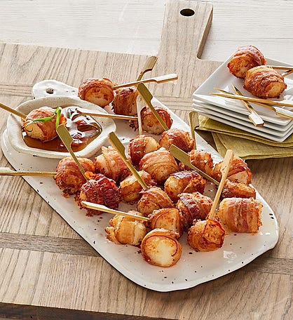 Bacon-Wrapped Crispy Scallop Skewers